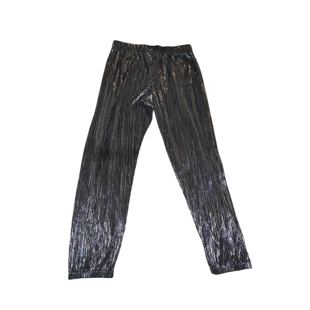 Victoria's Secret Black Hi Rise Plisse Metallic Joggers Slinky Shiney sz M NWOT - Picture 4 of 6